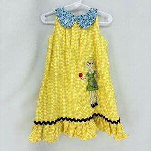 Poppy Whitaker kids girls 4 yellow maxi dress collared youth mix pattern